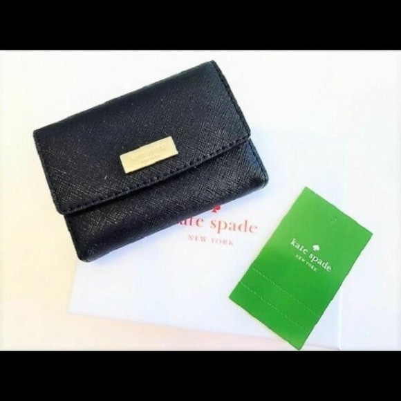 Last 1 ♠️ Kate Spade Laurel Way Large Holly Black Leather Card Case - Picture 2 of 8
